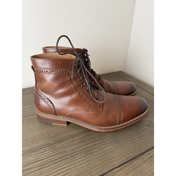 G.H. Bass & Co. Barrington Boots Brown Leather Lace Up Cap Toe Mens Size 10 - Picture 3 of 9